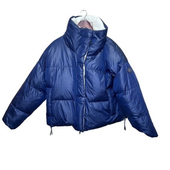 Sweaty Betty Downfill Puffer Reversible Jacket Navy White Large - Picture 3 of 13